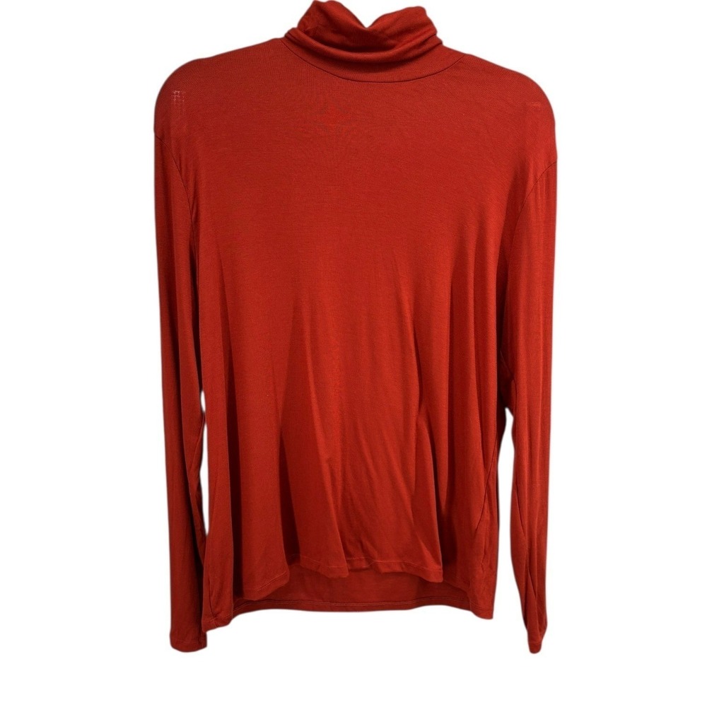 Halara Stretch Turtleneck Long Sleeve Top Rust Red Soft Layering Shirt Size M